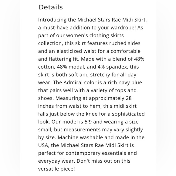 MICHAEL STARS RAE RIBBED STRIPED SKIRT WITH SLIT NWOT - Picture 12 of 13